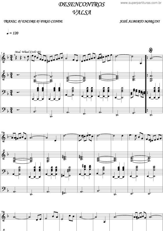 Partitura da música Desencontros 