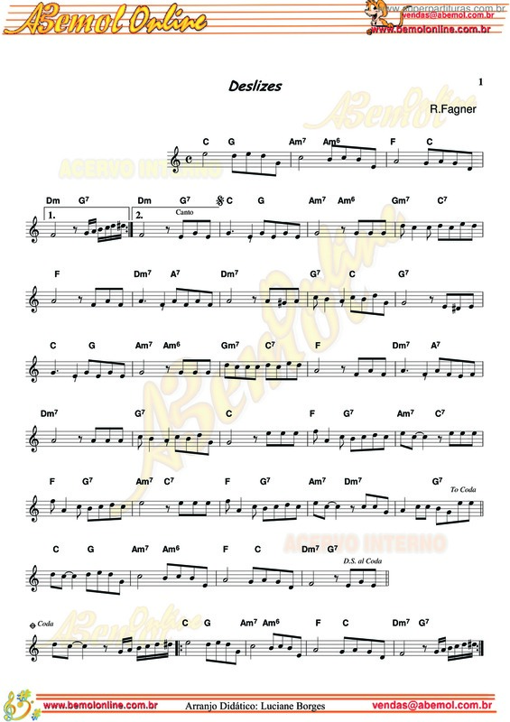 Fagner - Canteiros - Sheet Music For Alto Saxophone