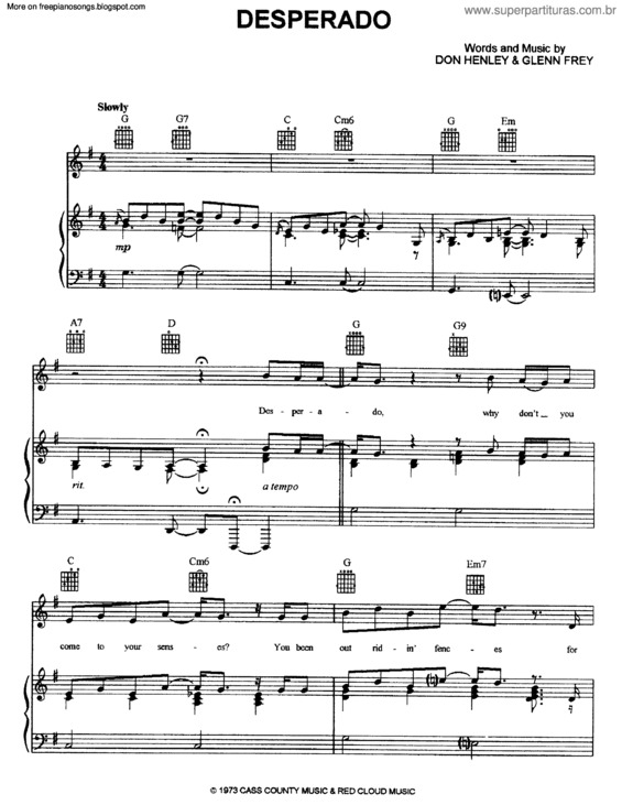 Partitura da música Desperado v.5