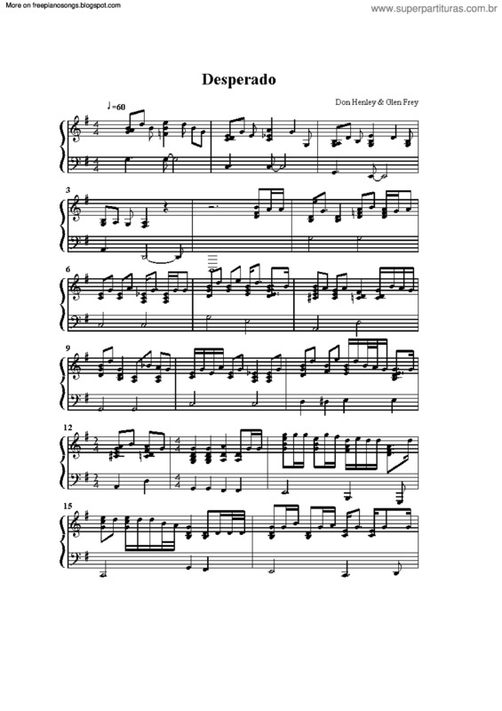 Partitura da música Desperado v.6