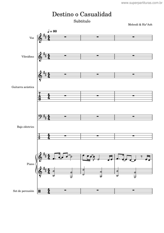 Partitura da música Destino O Casualidad