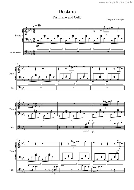 Partitura da música Destino v.10