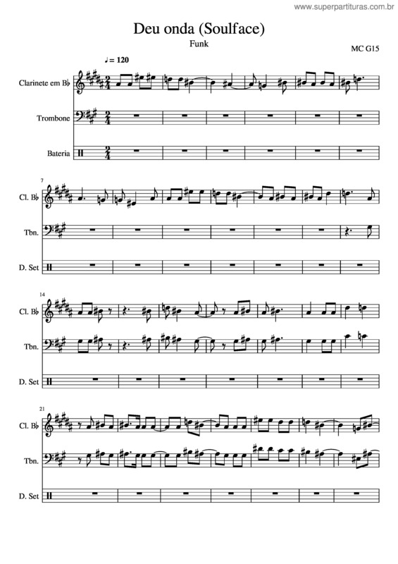 Partitura da música Deu Onda