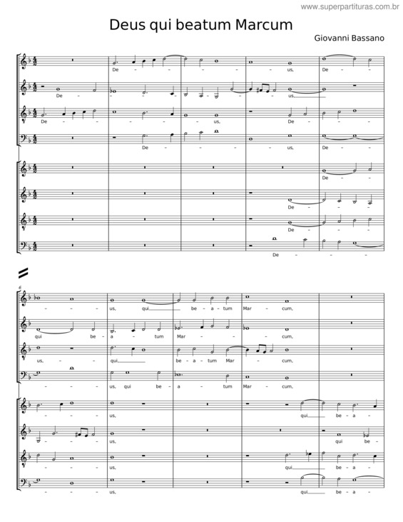 Partitura da música Deus, Qui Beatum Marcum