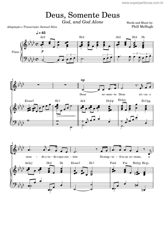 Partitura da música Deus, Somente Deus v.4