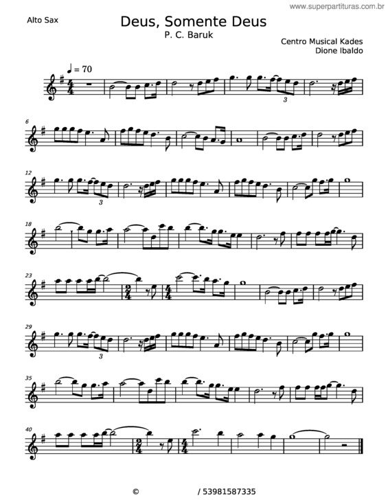 Partitura da música Deus, Somente Deus v.5