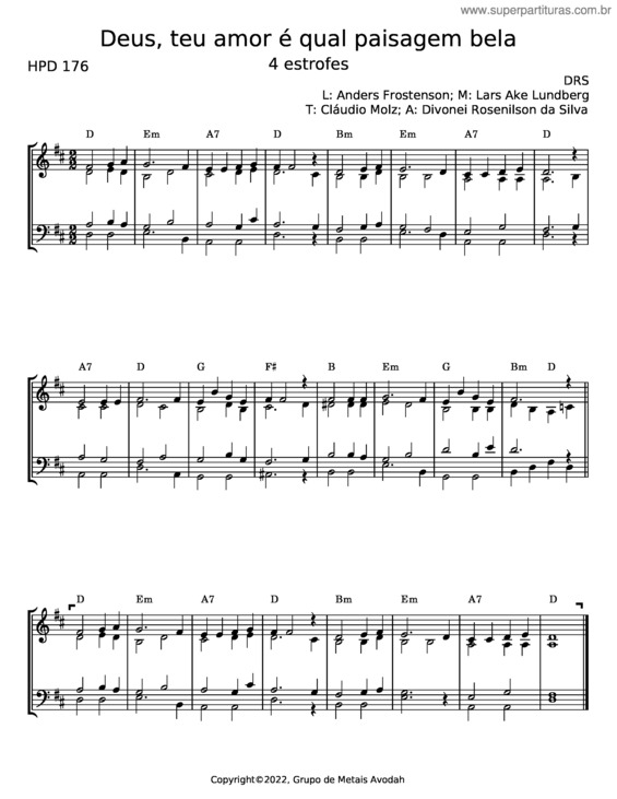 Partitura da música Deus, Teu Amor É Qual Paisagem Bela