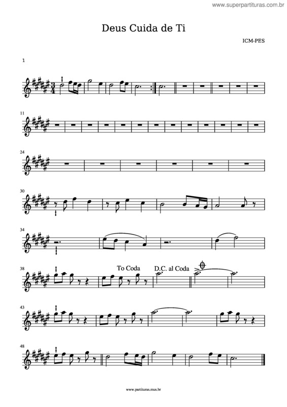 Partitura da música Deus Cuida De Ti v.2