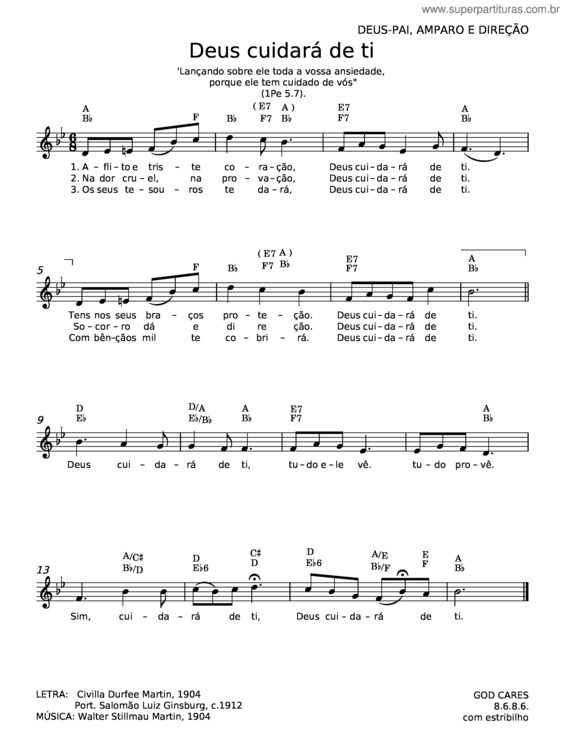 Partitura da música Deus Cuidará De Ti v.10