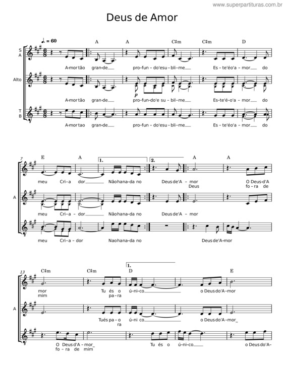 Partitura da música Deus De Amor v.3