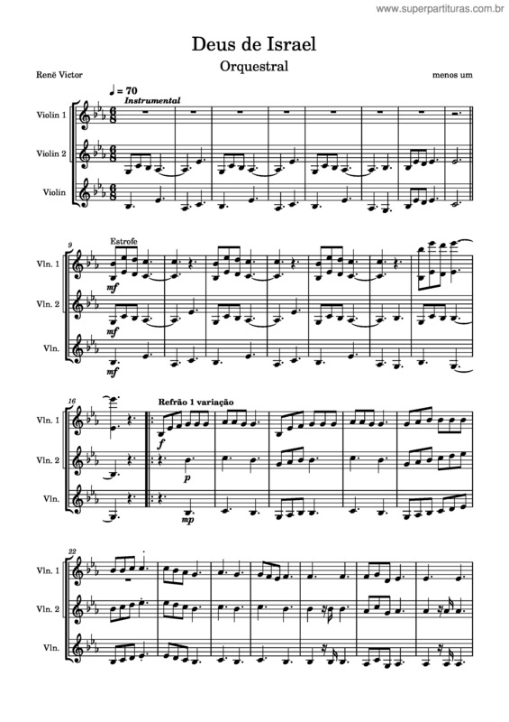 Partitura da música Deus De Israel