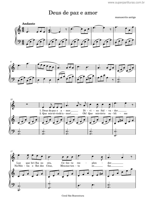 Partitura da música Deus De Paz E Amor