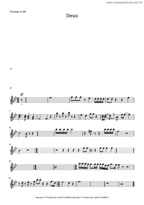 Partitura da música Deus Deus Deus