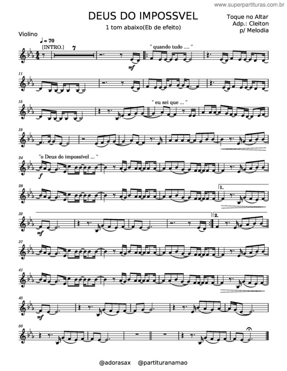 Partitura da música Deus Do Impossível v.9