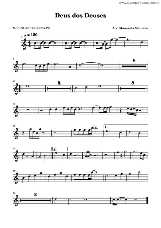 Partitura da música Deus Dos Deuses