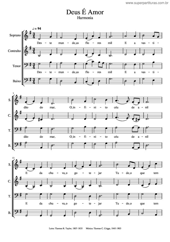 Partitura da música Deus É Amor v.10