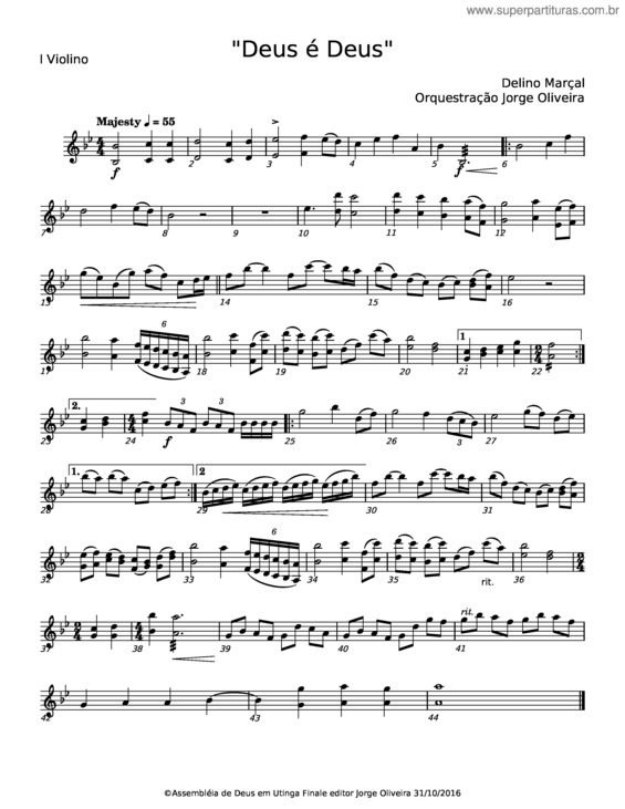 Partitura da música Deus É Deus v.5