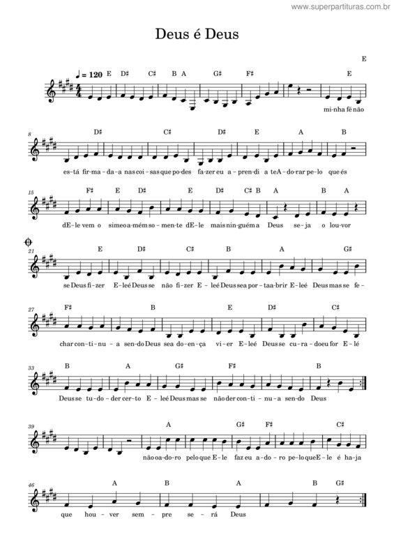 Partitura da música Deus É Deus v.6