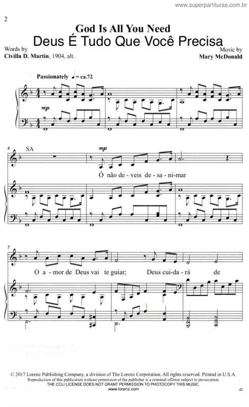 Partitura da música Deus É Tudo Que Você Precisa