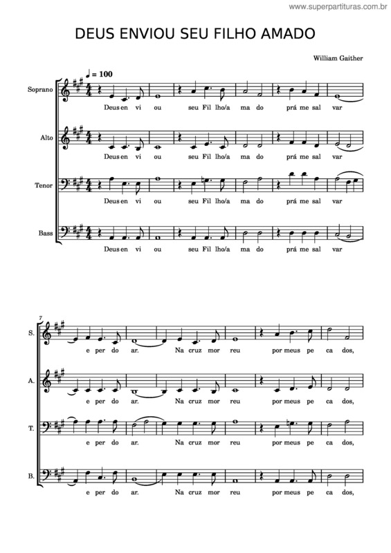 Partitura da música Deus Enviou Seu Filho Amado v.2