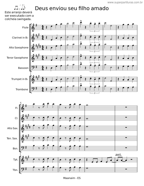 Partitura da música Deus Enviou Seu Filho Amado v.3