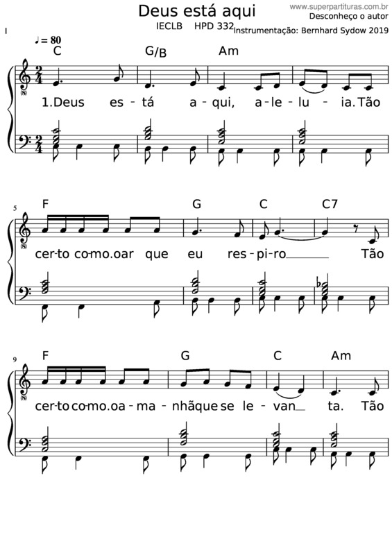 Partitura da música Deus Está Aqui v.13