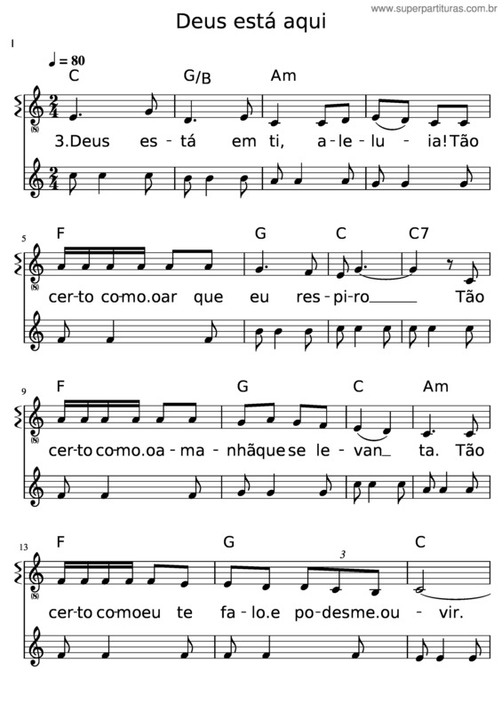 Partitura da música Deus Está Aqui v.15