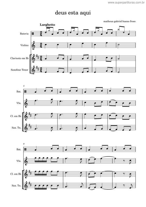 Partitura da música Deus Esta Aqui v.23