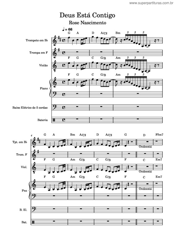 Partitura da música Deus Está Contigo Tudo