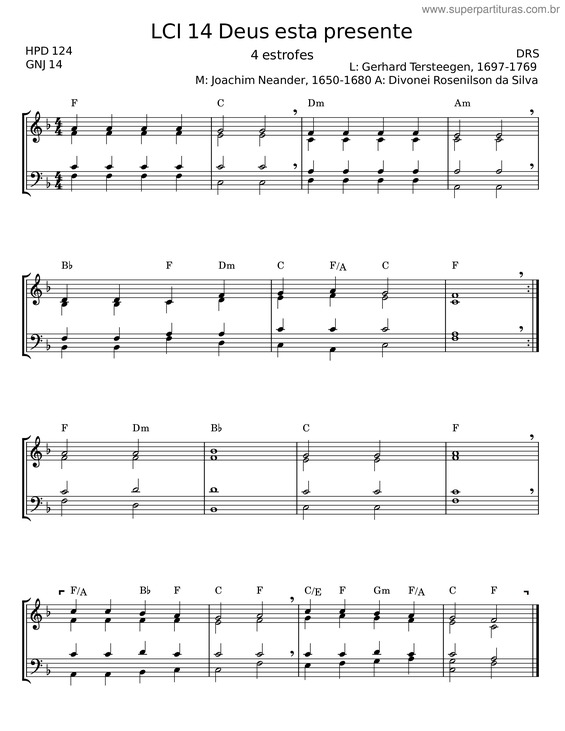 Partitura da música Deus Está Presente v.5