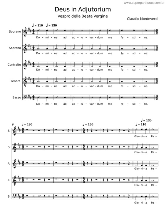 Partitura da música Deus In Adjutorium