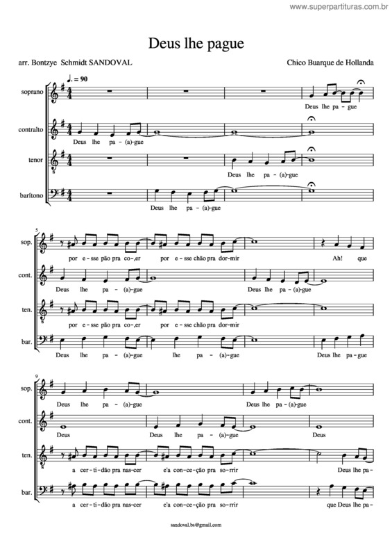 Partitura da música Deus Lhe Pague v.3