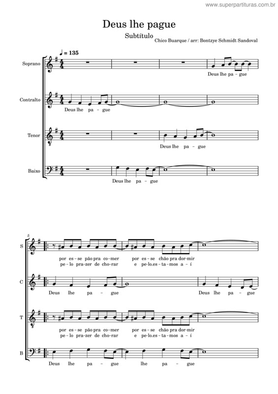 Partitura da música Deus Lhe Pague v.4