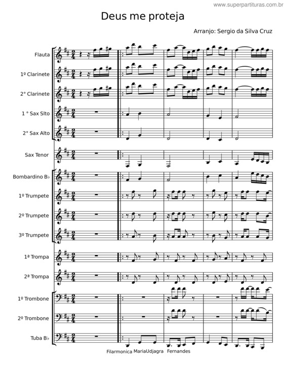 Partitura da música Deus Me Proteja v.2