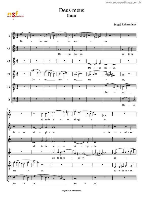 Partitura da música Deus Meus