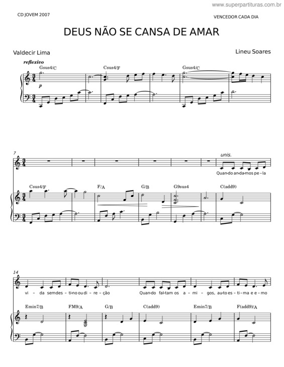 Partitura da música Deus Não Se Cansa De Amar