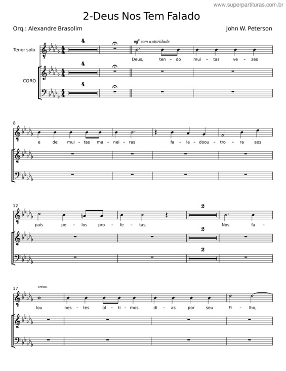 Partitura da música Deus Nos Tem Falado