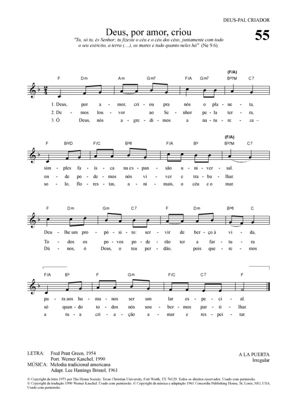 Partitura da música Deus Por Amor Criou