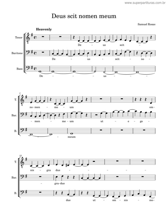 Partitura da música Deus Scit Nomen Meum