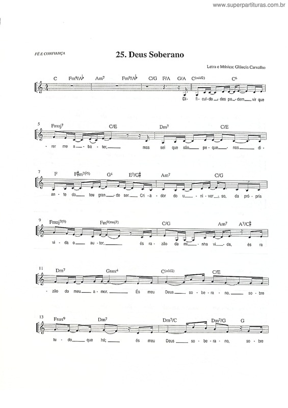 Partitura da música Deus Soberano