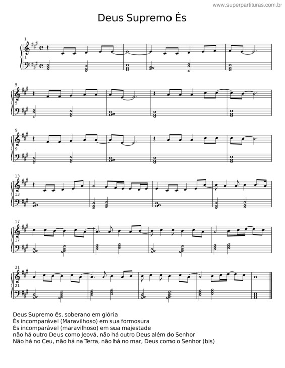 Partitura da música Deus Supremo És v.3