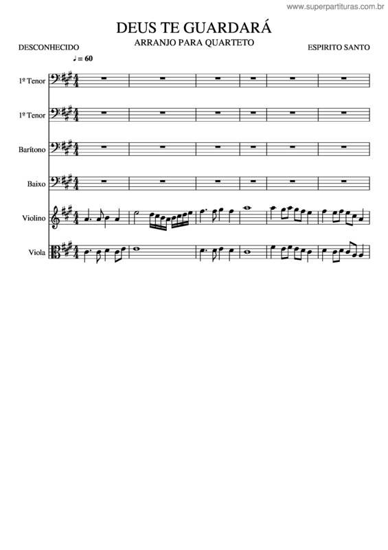 Partitura da música Deus Te Guardar Quinteto Masculino