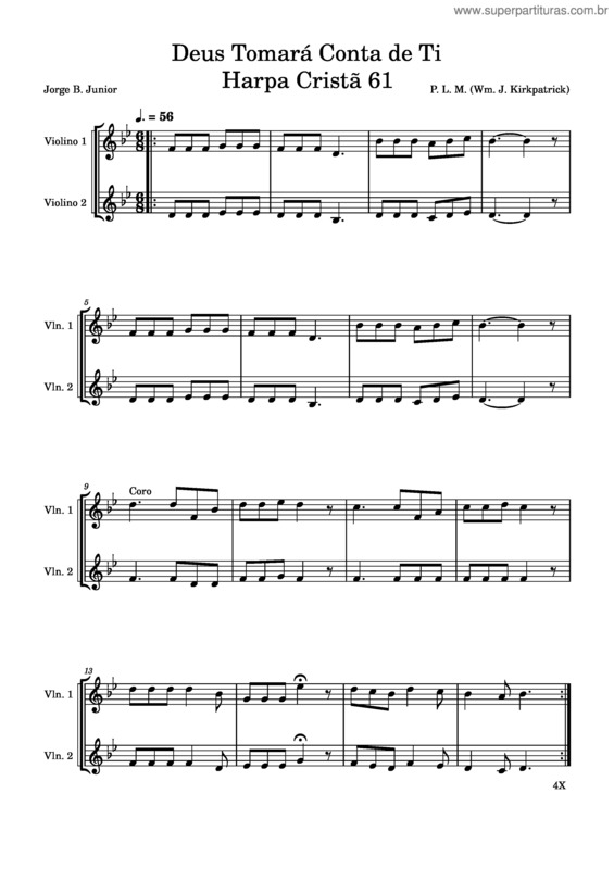 Partitura da música Deus Tomará Conta De Ti Harpa Cristã 61