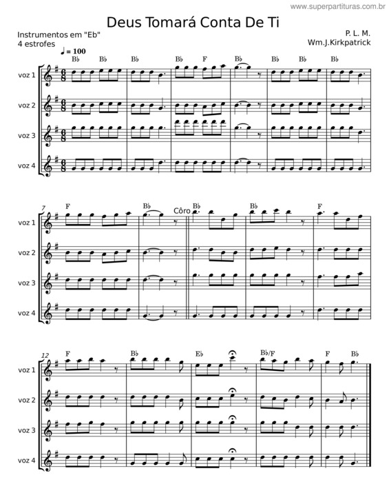 Partitura da música Deus Tomará Conta De Ti v.4