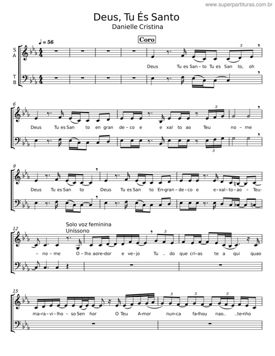 Partitura da música Deus Tu És Santo