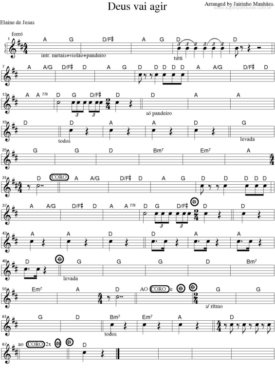 Partitura da música Deus vai Agir