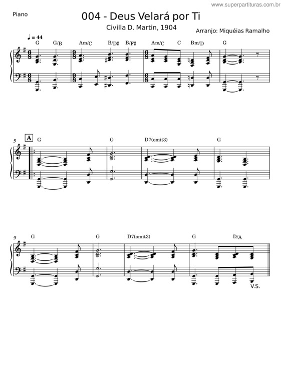 Partitura da música Deus Velará Por Ti v.3