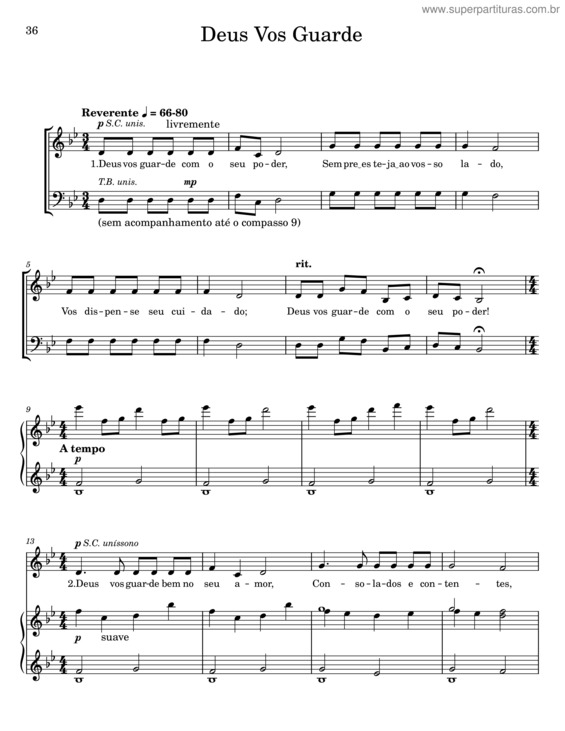 Partitura da música Deus Vos Guarde v.3