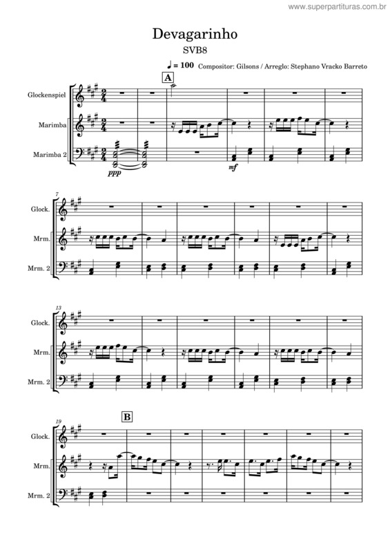 Partitura da música Devagarinho v.2