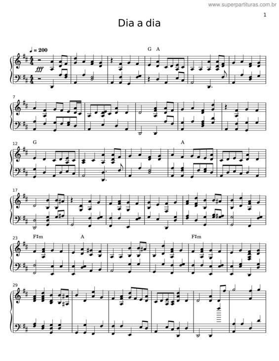 Partitura da música Dia A Dia v.6